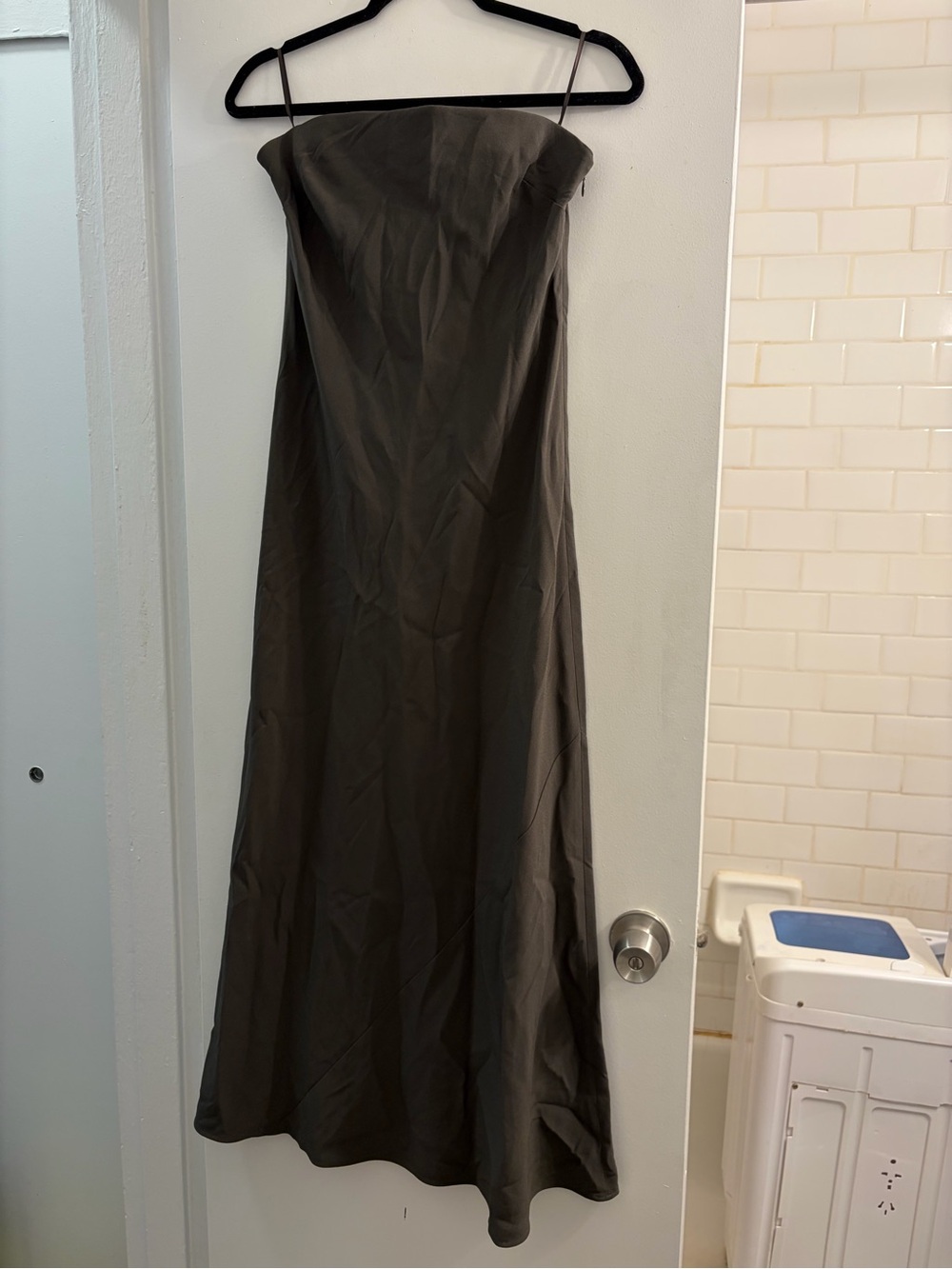 Babaton Strapless Evening Gown in Olive